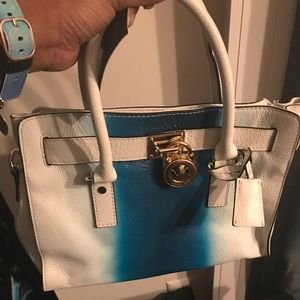 Michael Kors blue and white handbag